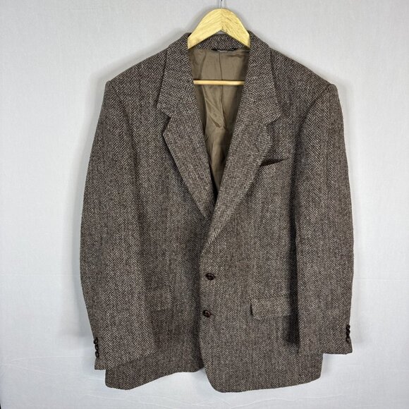 Harris Tweed Men 46L Tall Brown Sports Coat Blazer Wool Scottish - Picture 1 of 7
